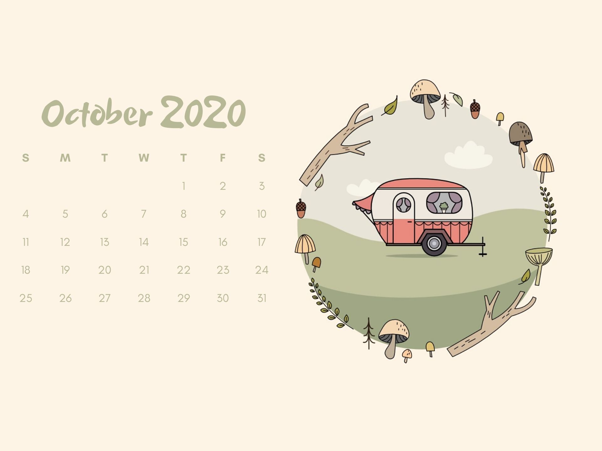 October Calendar Beautiful Wallpaper With Pink Background For