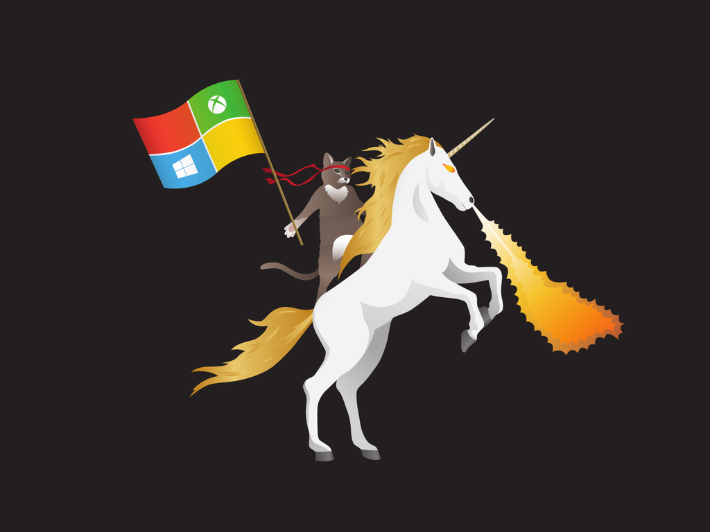 The New Microsoft Ninja Cat Riding A Fire Breathing Unicorn