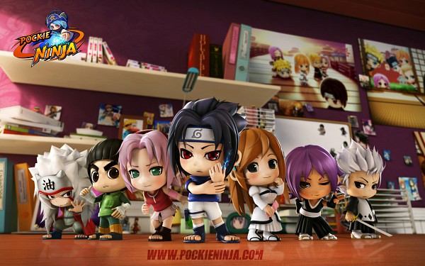 Chibi Bleach Naruto Wallpaper From The Famous Online Games Pockie