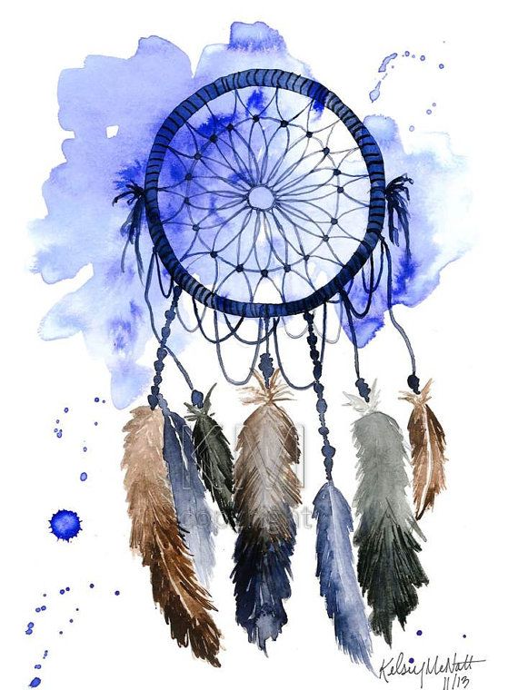 Dream Catcher Print Of Original Watercolor Painting Native American