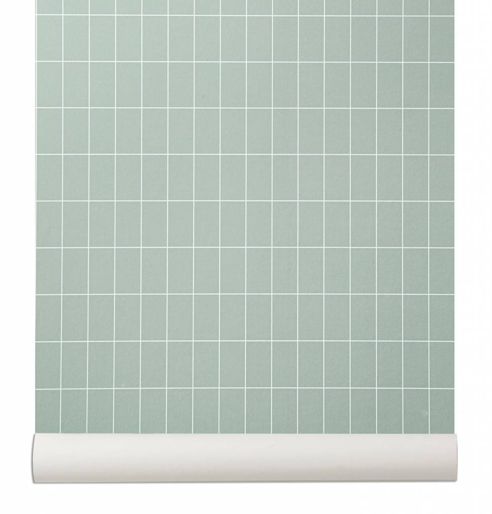 Home Grid Wallpaper Light Green White 05mx0 53m Ferm Living