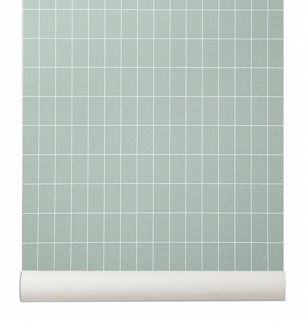 Home Grid Wallpaper Light Green White 05Mx0 53m Ferm Living