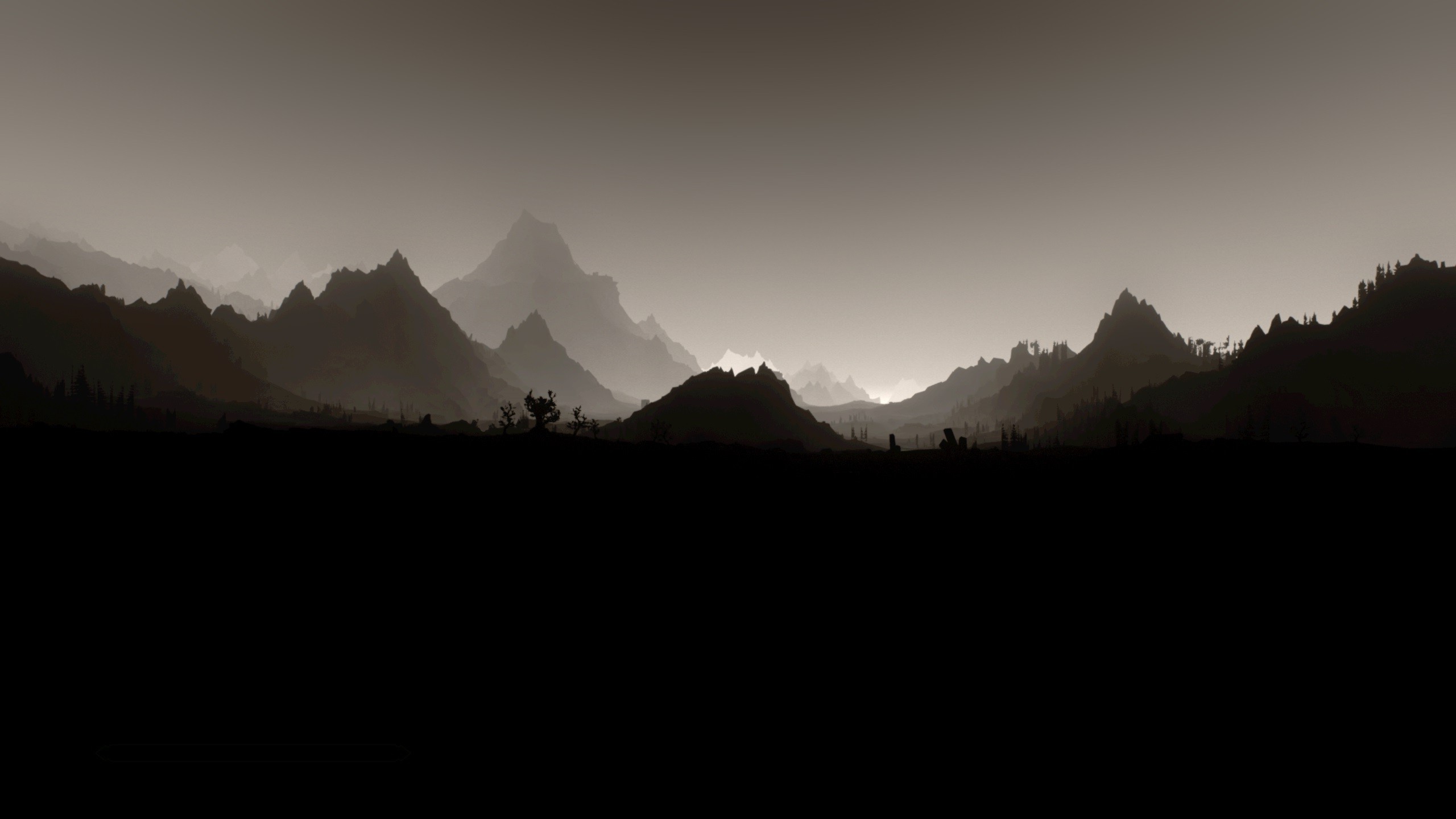 Minimalist mountain range landscape in monochrome