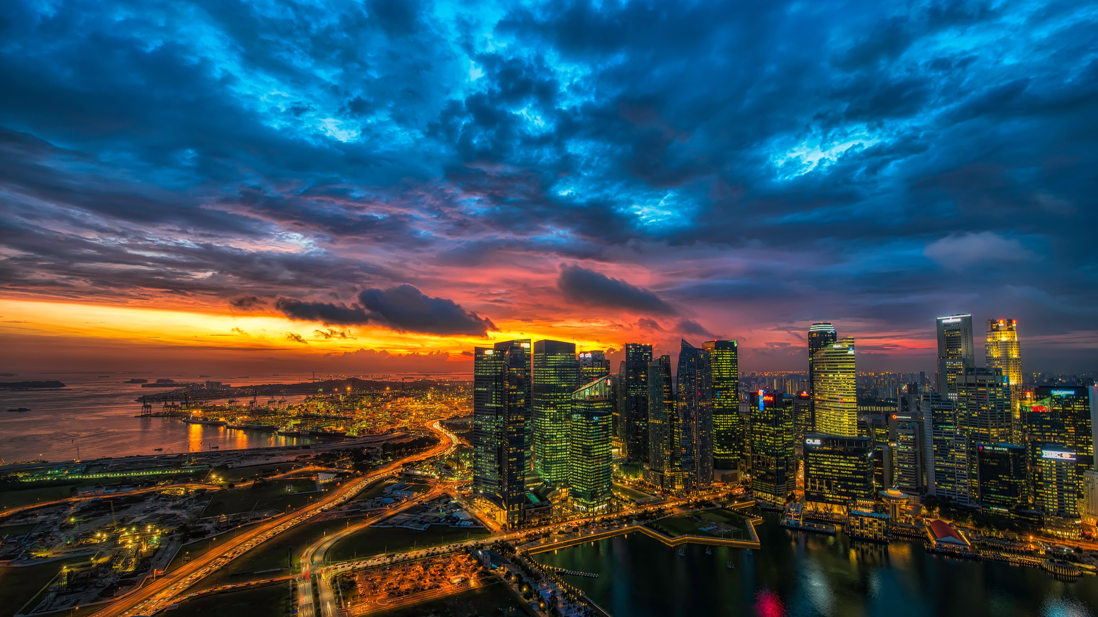 Panoramic With Architecture Of Singapore HD Wallpaper 4k
