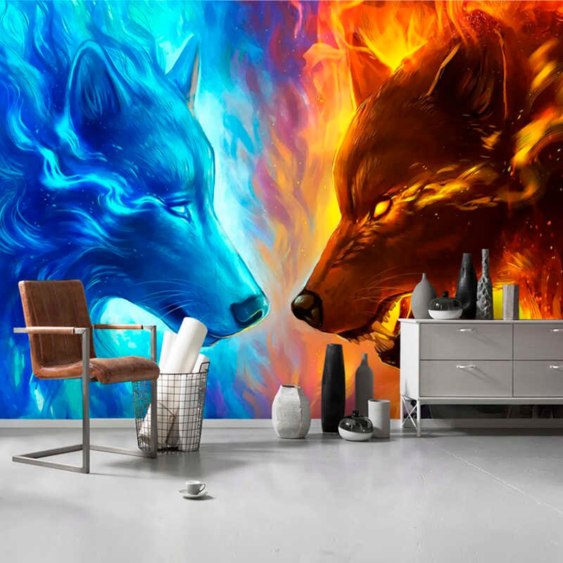 Fire And Ice Wolf Wallpaper