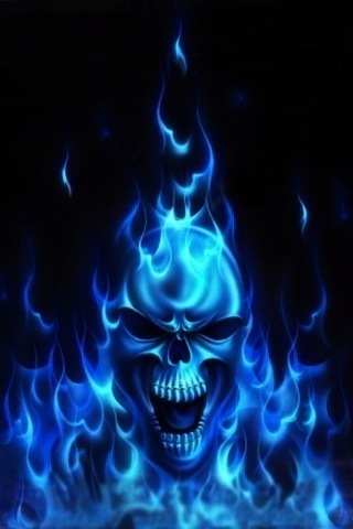 Blue Flaming Skull iPhone Wallpaper iDesign iPhone