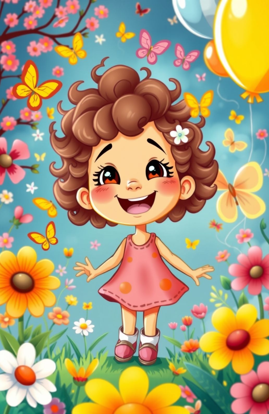 Curly Girl Cartoon Wallpaper