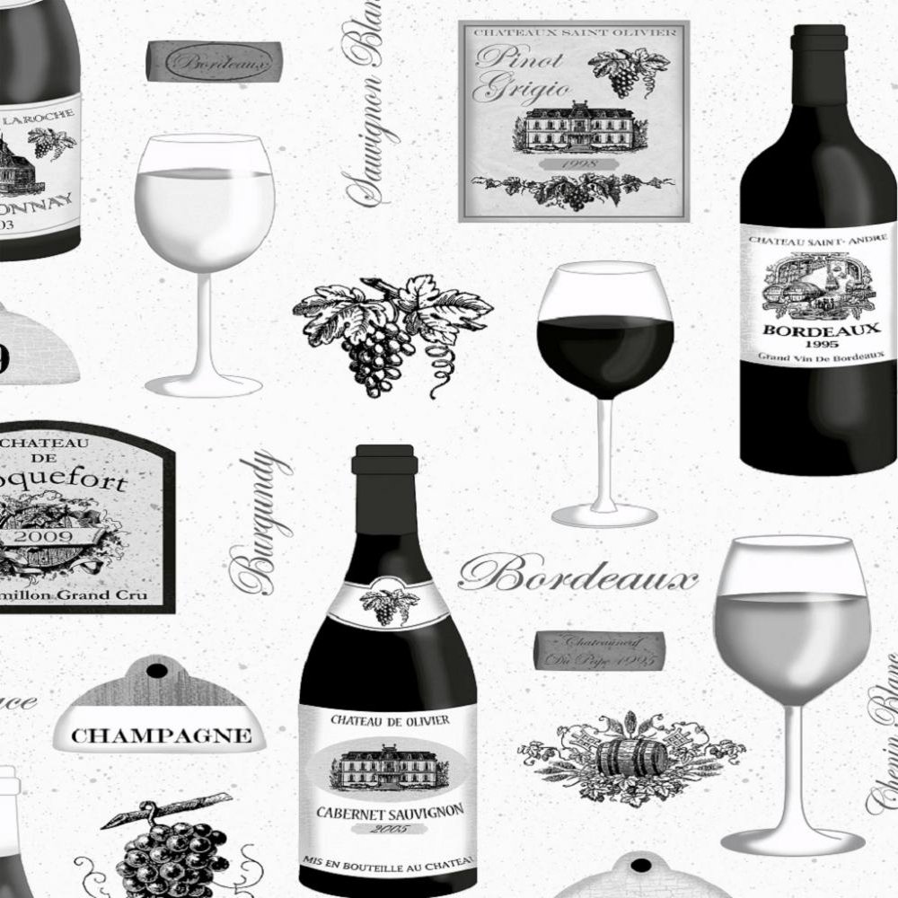  Wallcoverings Bordeaux French Wine Glass Bottle Motif Wallpaper 300200