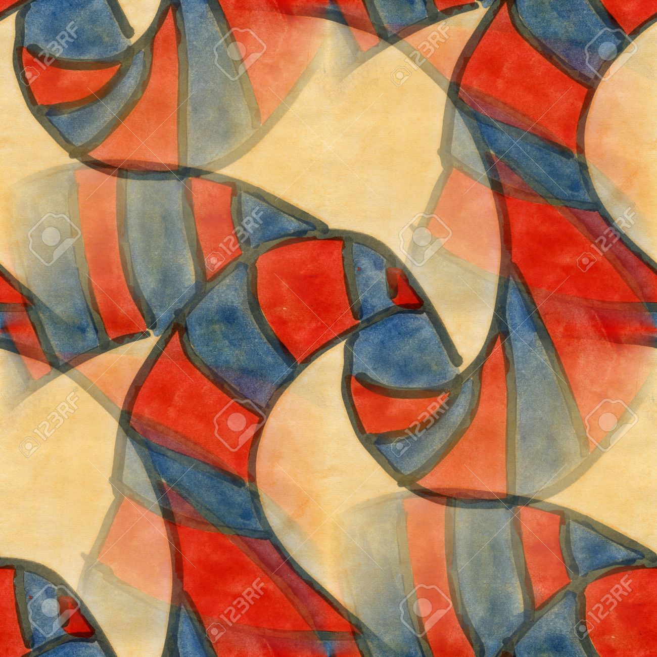 Art Red Yellow Cubism Abstract Style Of Picasso Seamless Wallpaper