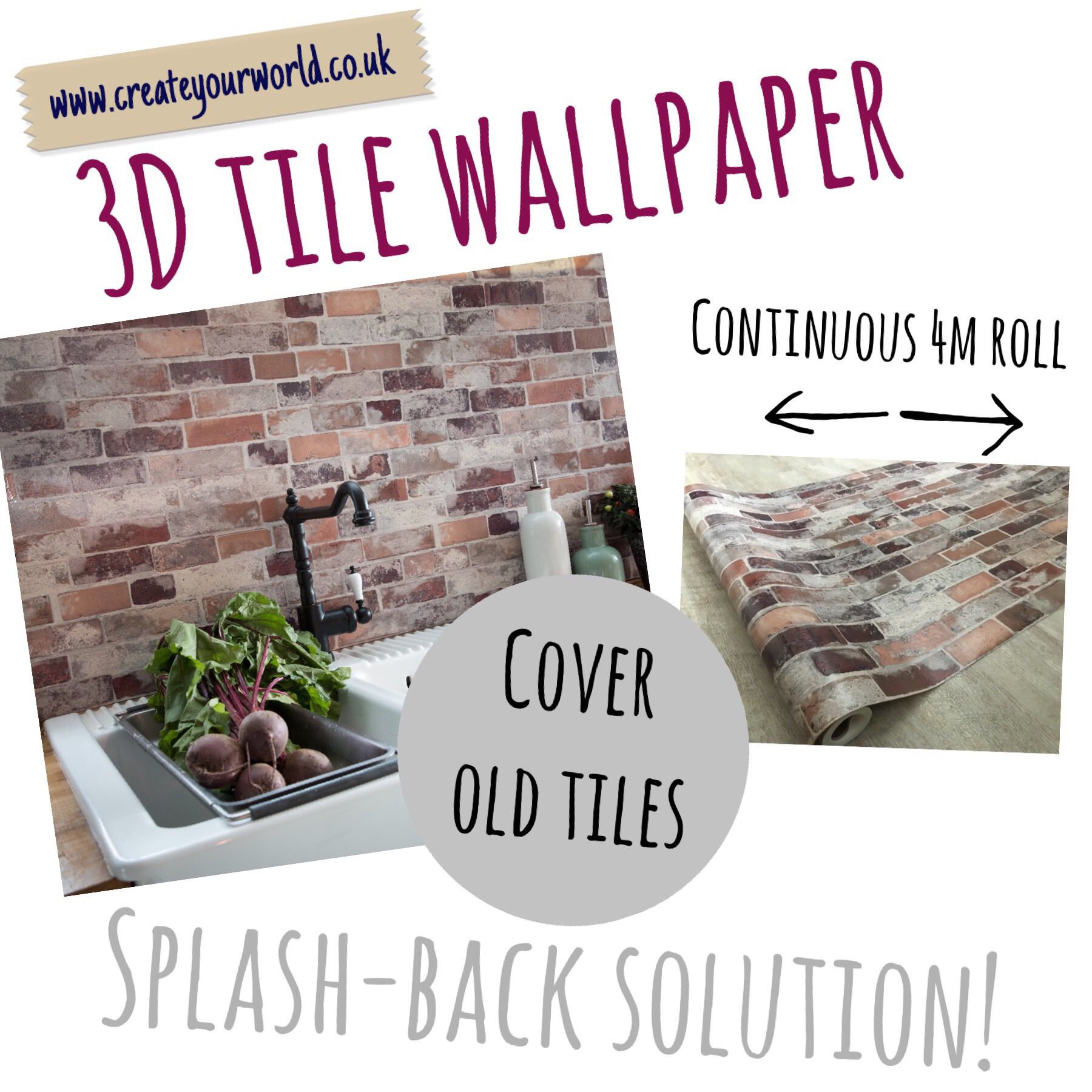 D C Fix Tile Wallpaper Vintage Brick Tisa 5cm X 4m Splash