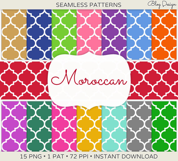 Seamless Moroccan Tile Blog Backgrounds Digital Moroccan Patterns
