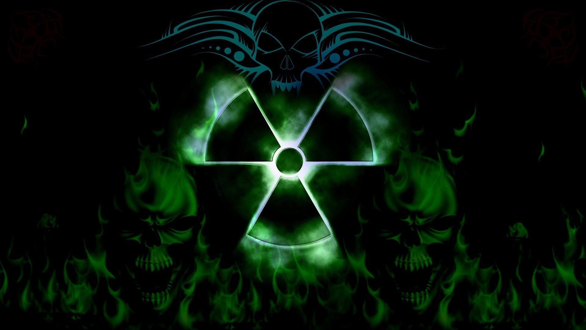 Green Radioactive Skull Wallpaper