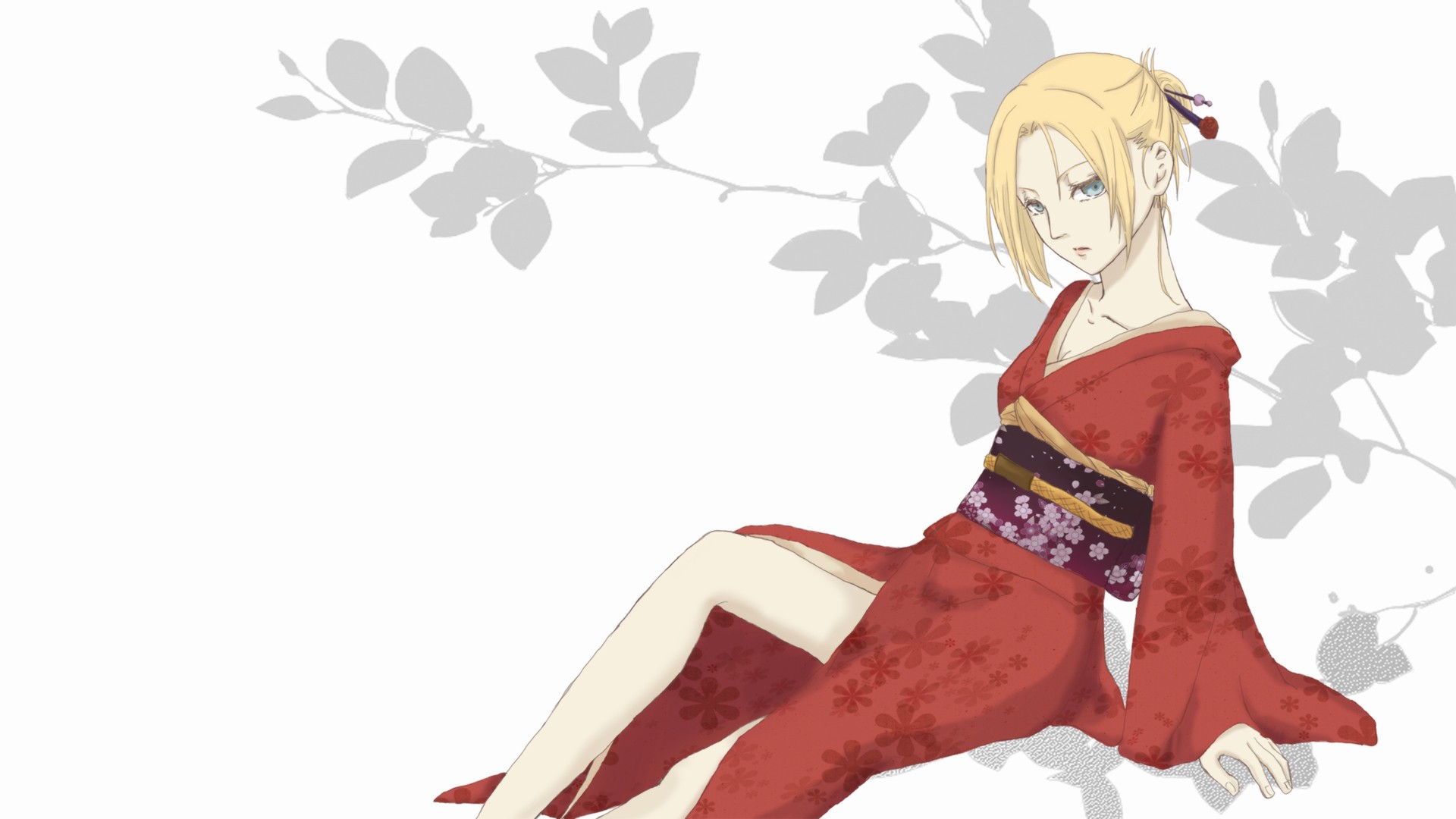 Blondes Kimono Anime Japanese Clothes Simple Background