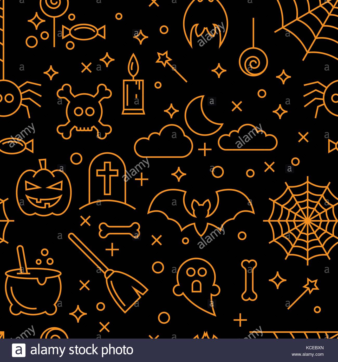 Happy Halloween Line Icons Set Vector Illustration Of Abstract