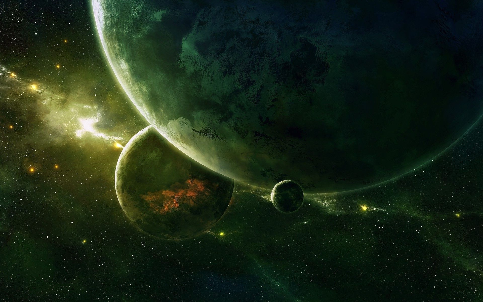 Green Light In Space Wallpaper