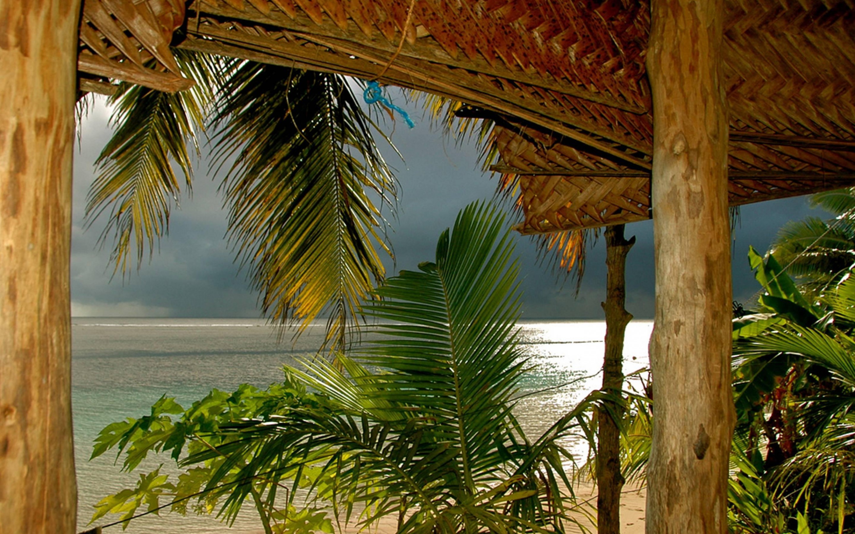 tropische schuilplaats op het strand Samoa hd desktop wallpaper