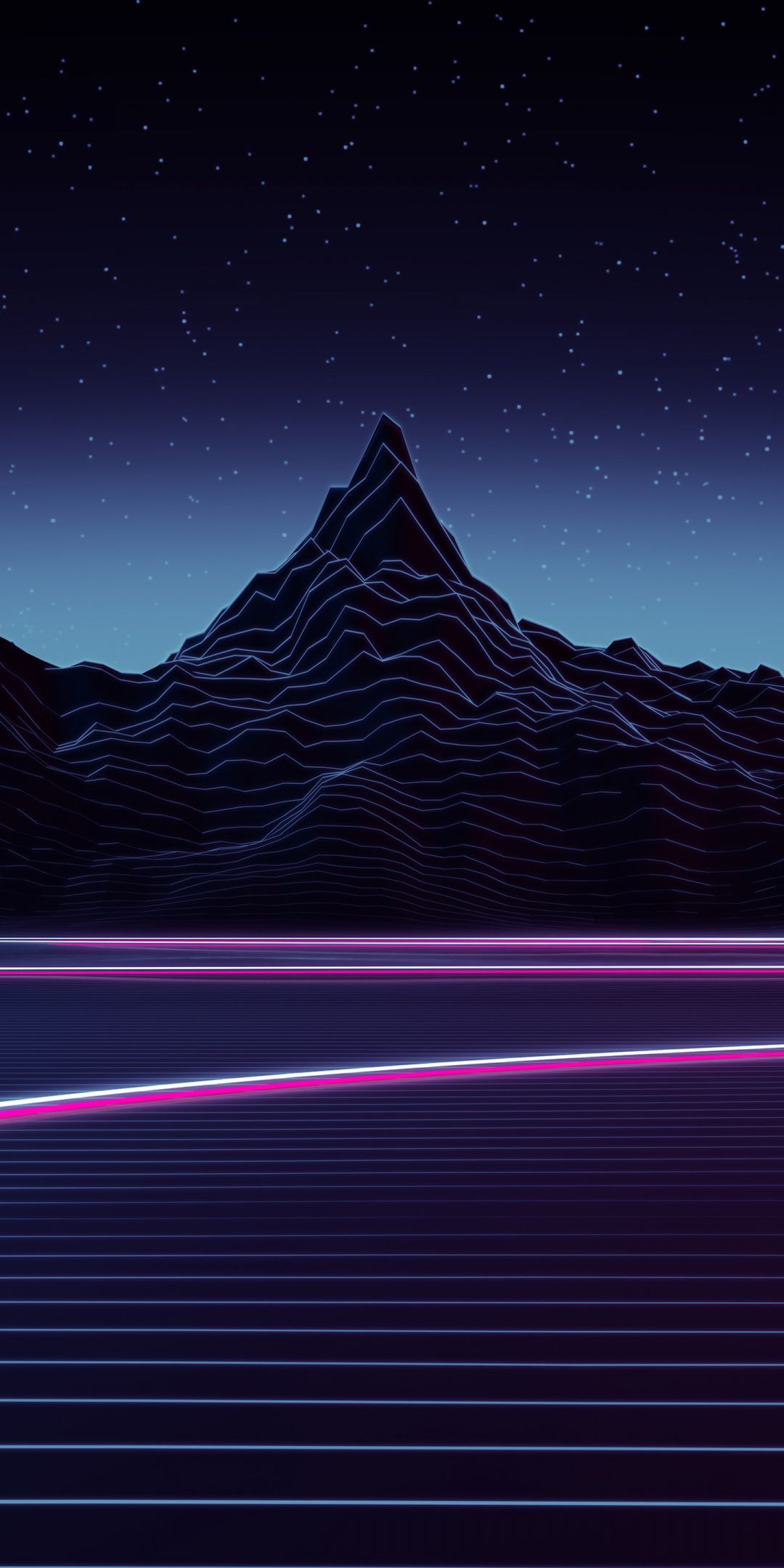Neon Highway Mountains Landscape Wallpaper