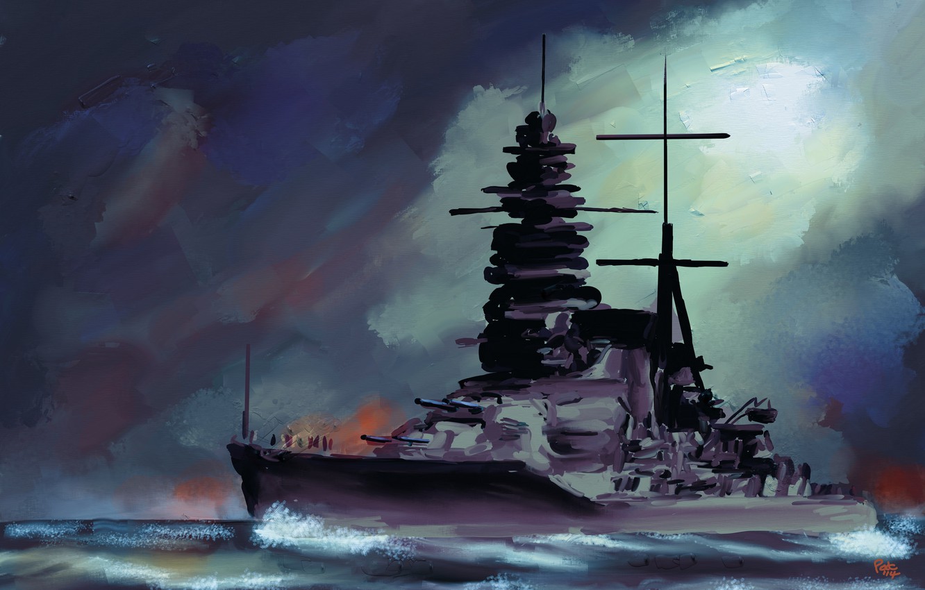 Wallpaper Sea The Sky Painting Battleship Japanese Fleet