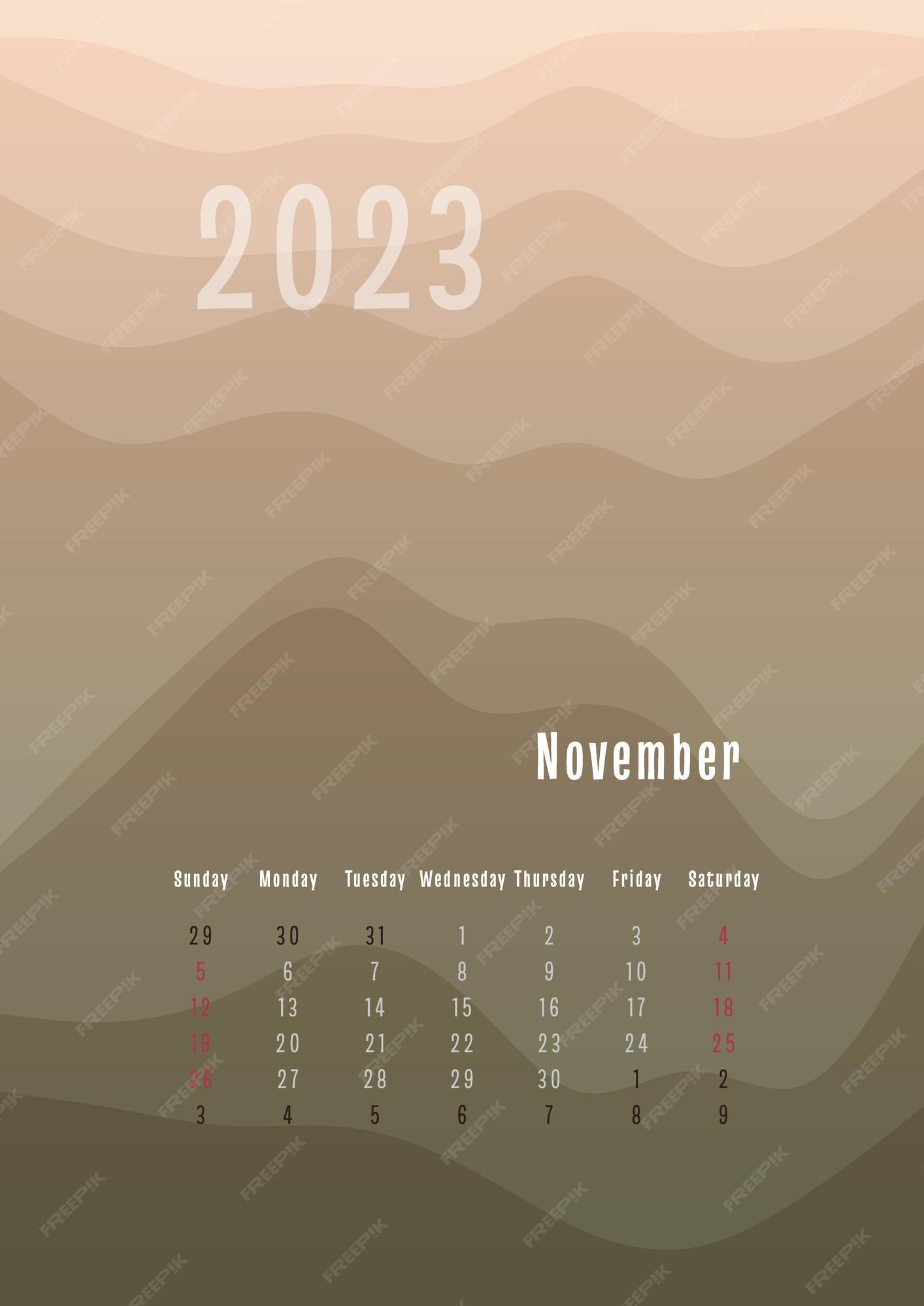 Premium Vector November Vertical Calendar Every Month