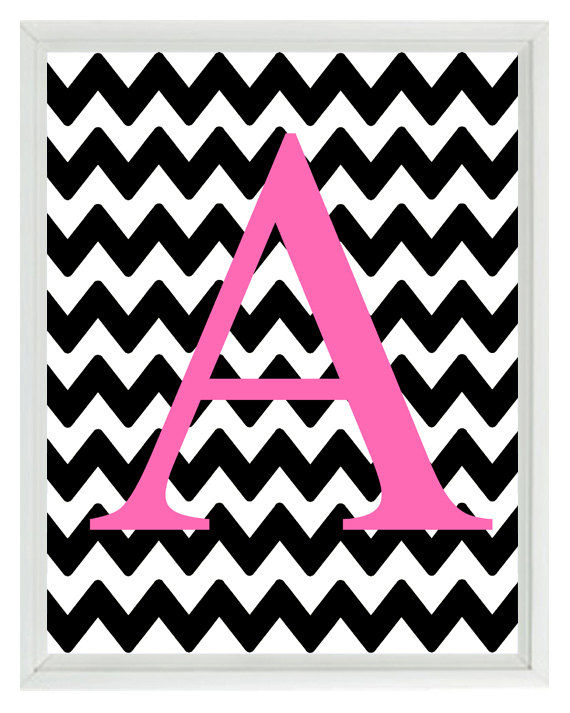 Chevron Monogram Initial Letter Art Print Girl By Rizzleandrugee