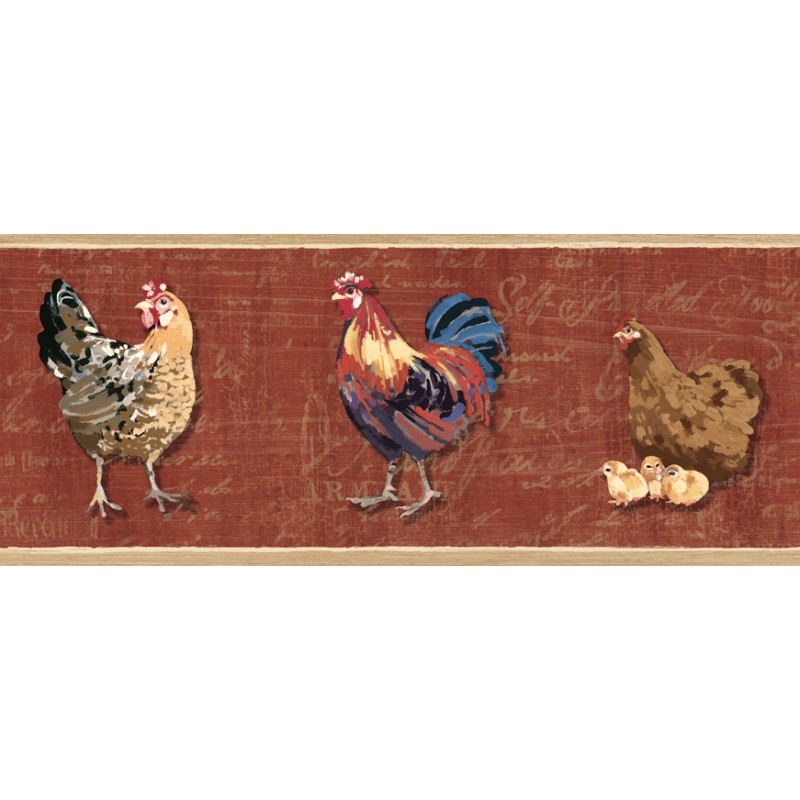 Wallpaper Border Country Rooster Script Border