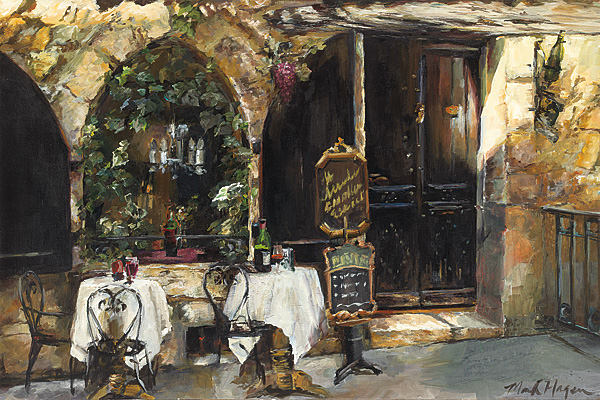 Meeting At The Cafe By Marilyn Hageman French Bistro Street Scene Art