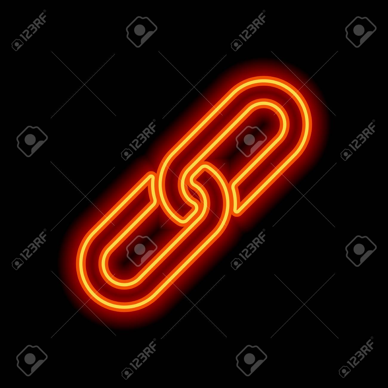 Link Icon Hyperlink Chain Symbol Simple Orange Neon Style