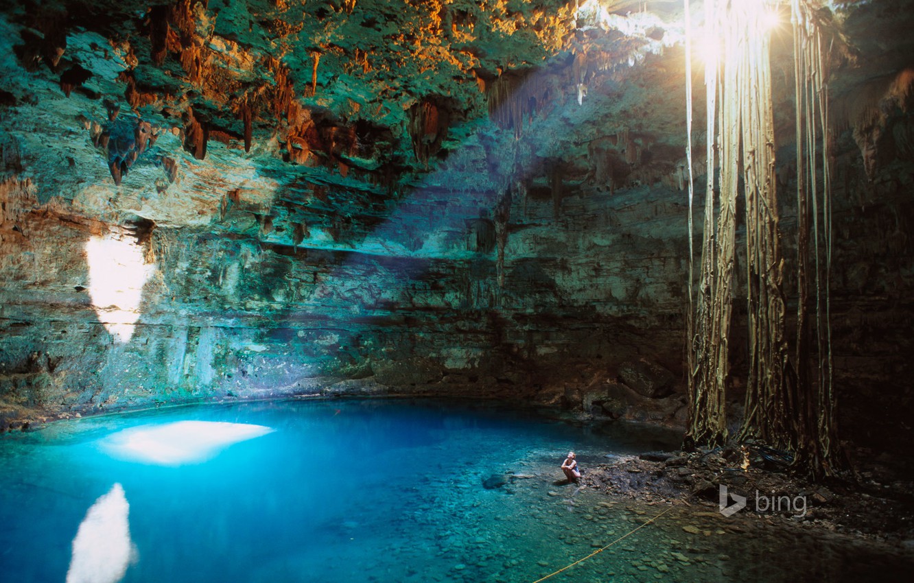 Wallpaper Water Light Mexico Cave Failure Valladolid Cenote