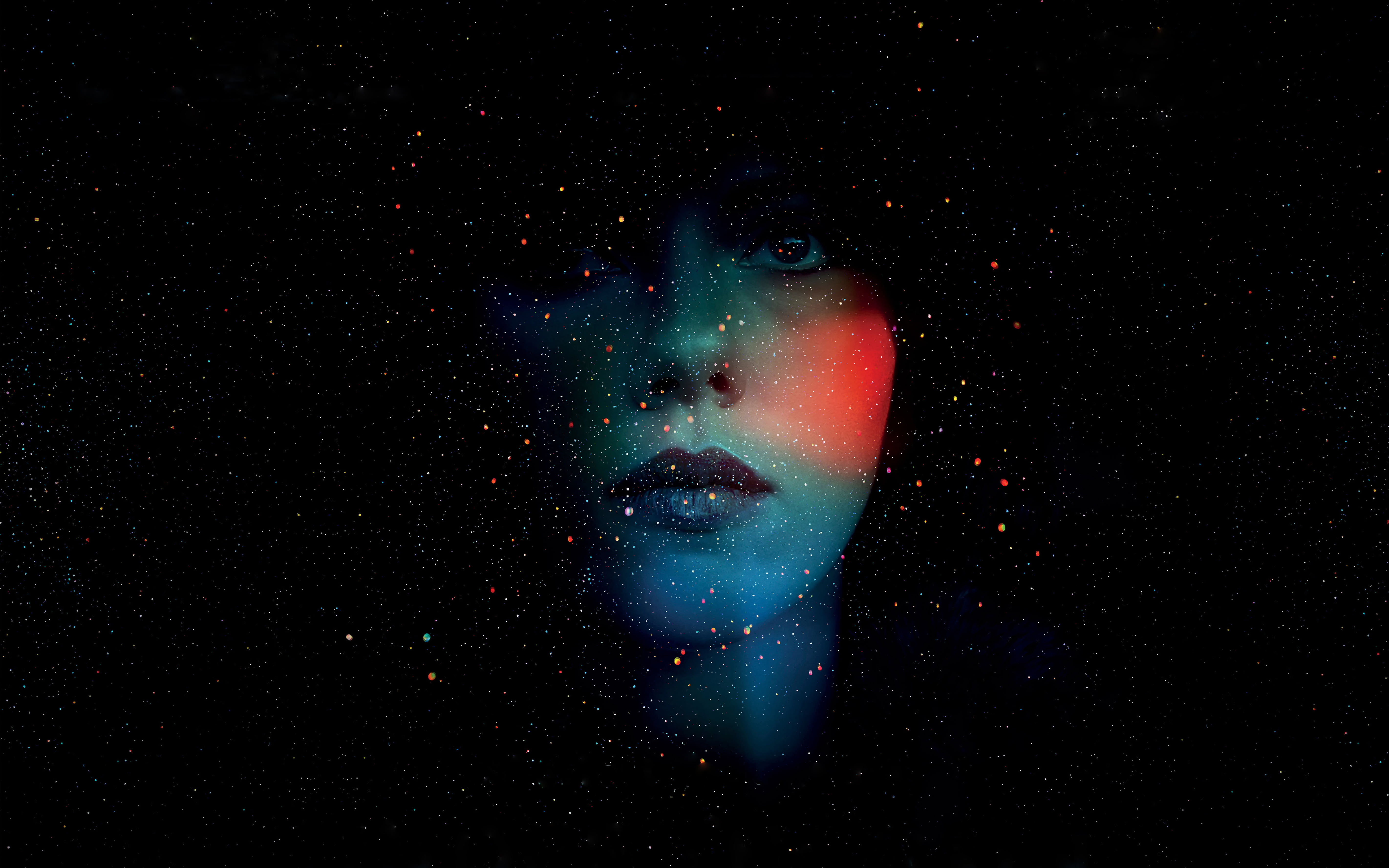 Outer Space Photography Of Woman S Face Opaque With Stars HD