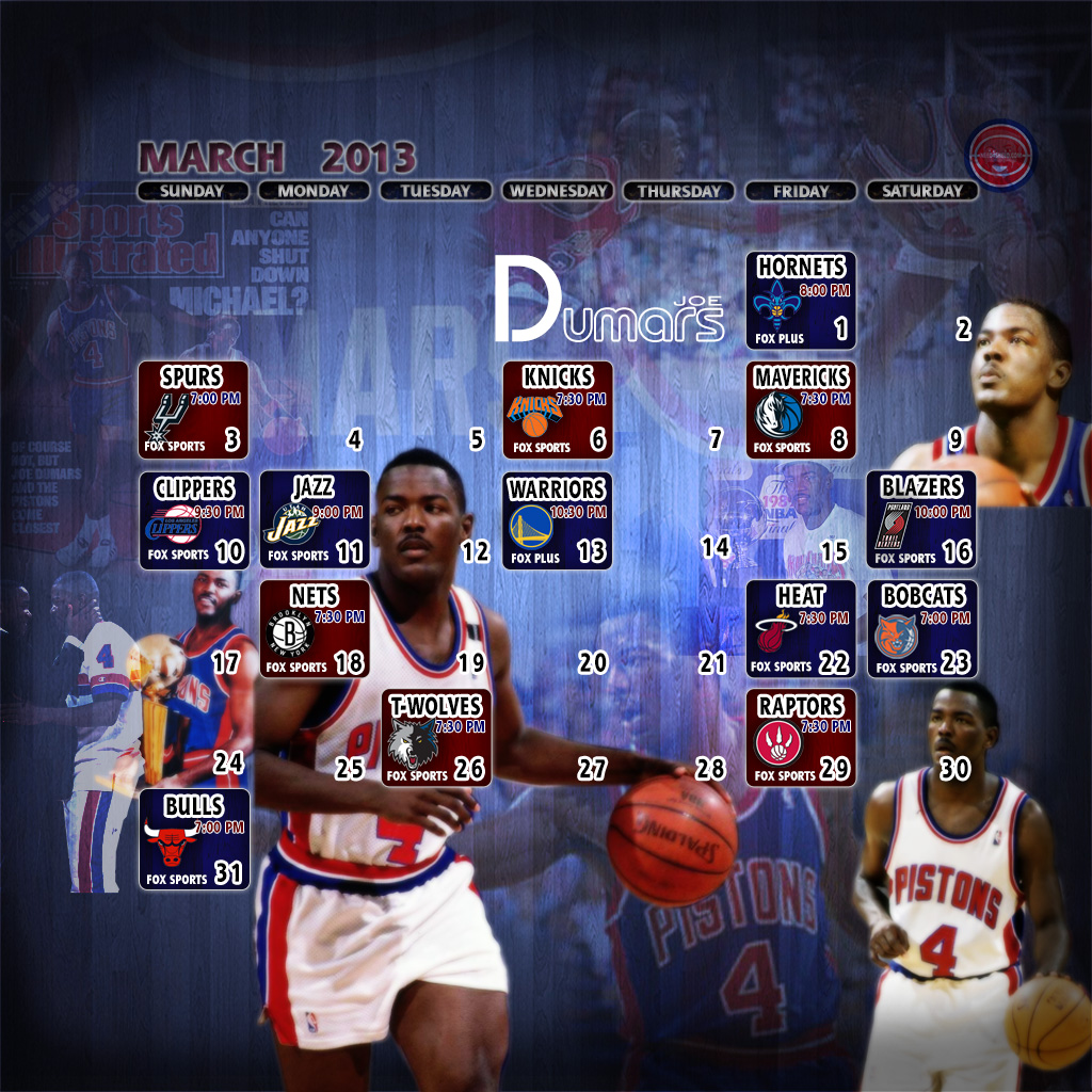 Dumars Detroit Pistons March Schedule Wallpaper Need4sheed