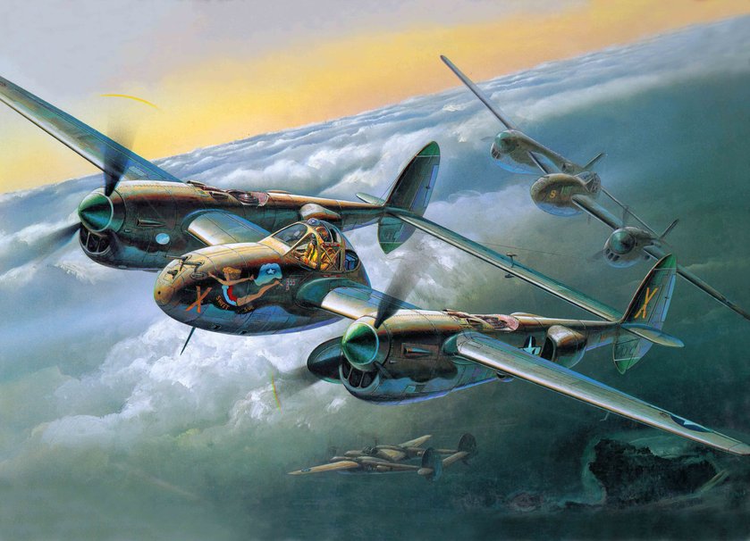 Art Aircraft P 38j Lightning Fighter Bomber Ww2 Wallpaper