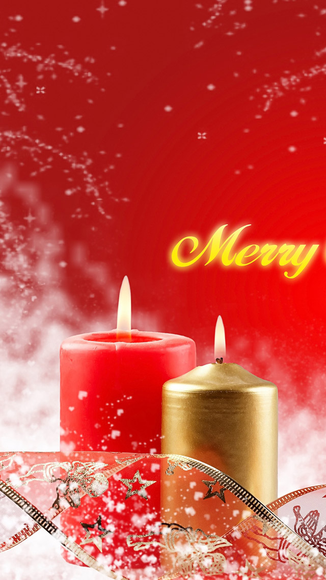 Merry Christmas Candles iPhone Wallpaper Background And