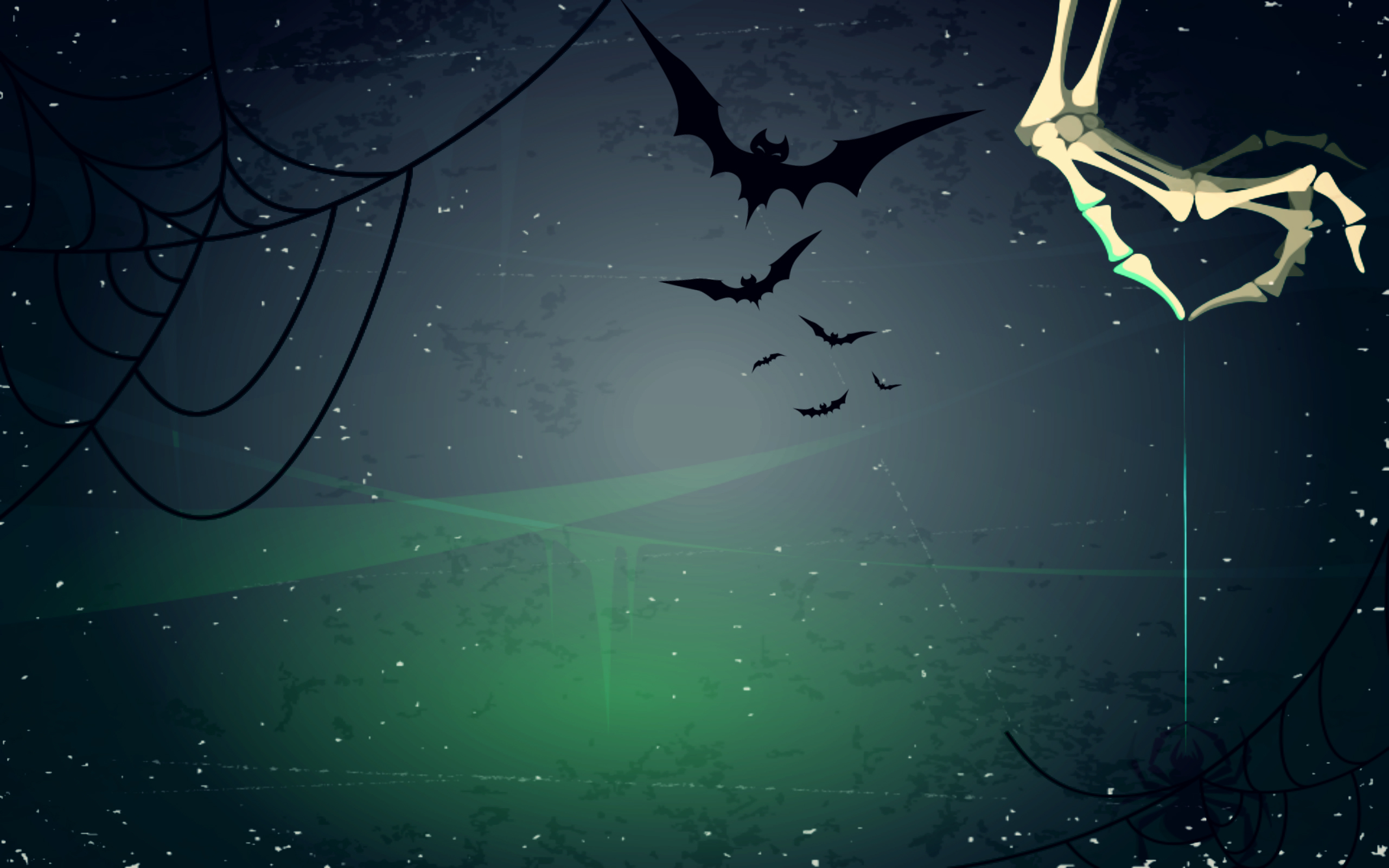 Halloween Background Spider Webs Skeleton Hand Bats Widescreen
