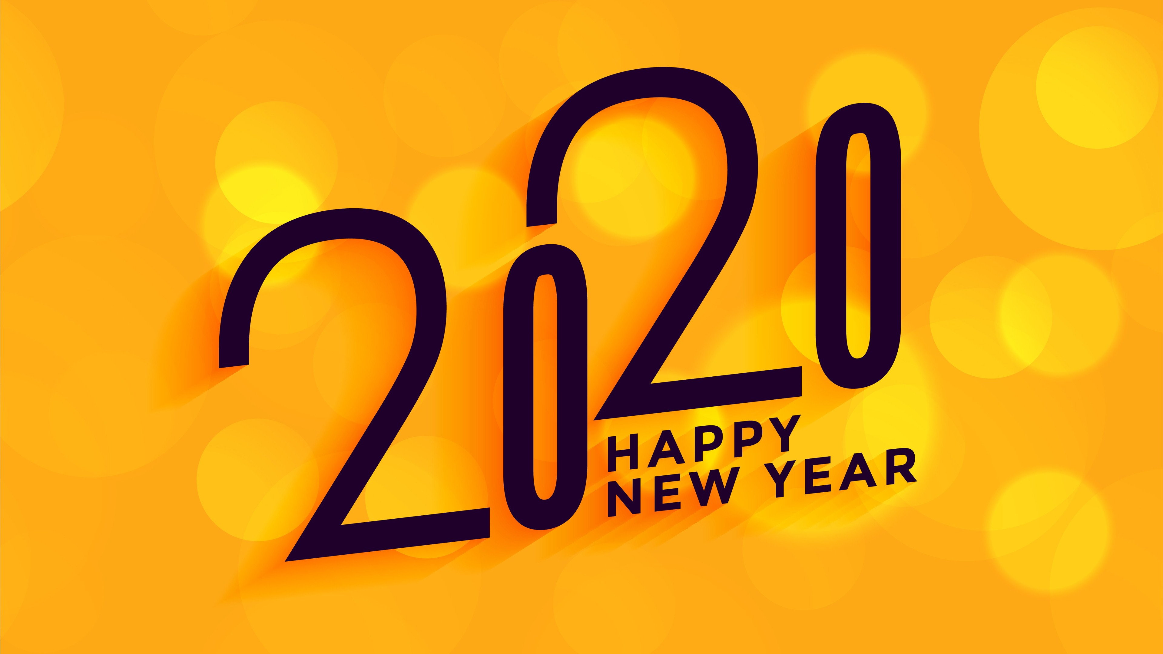 2020 Happy New Year Yellow 4K Wallpaper HD Wallpapers