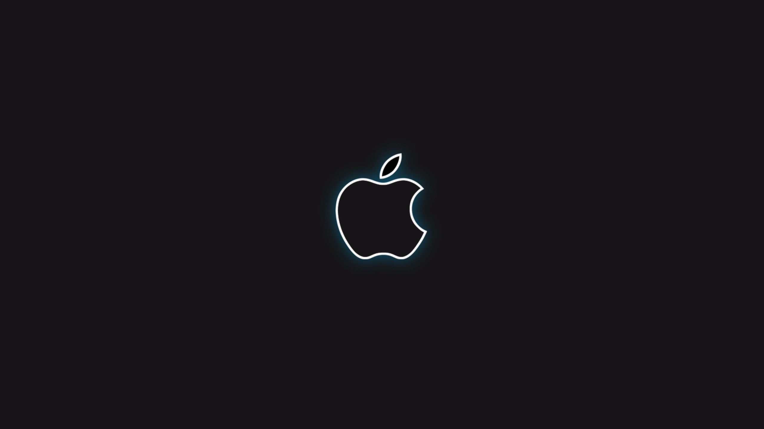 A minimalist black wallpaper featuring a glowing Apple logo