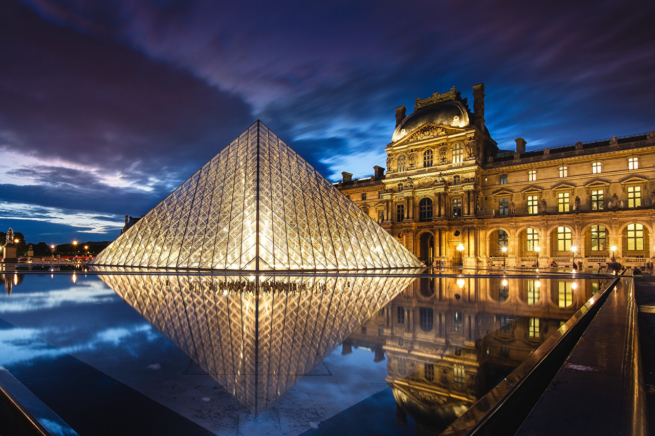 Photo Paris France The Louvre Night Cities