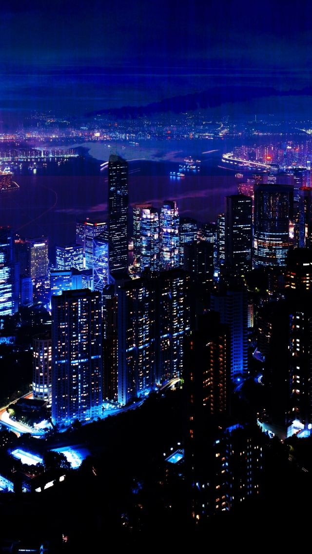 Night City Sky Skyscrapers iPhone 5s wallpaper City lights