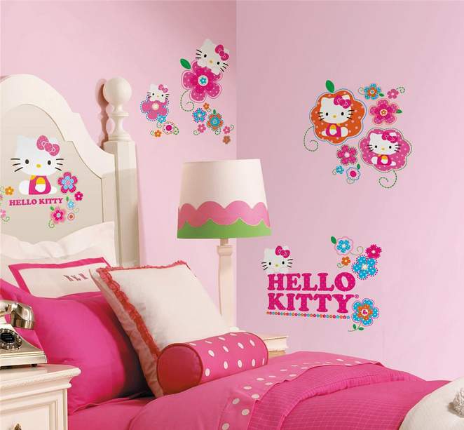 Contoh Motif Wallpaper Dinding Kamar Tidur Lucu Hello Kitty Untuk Anak