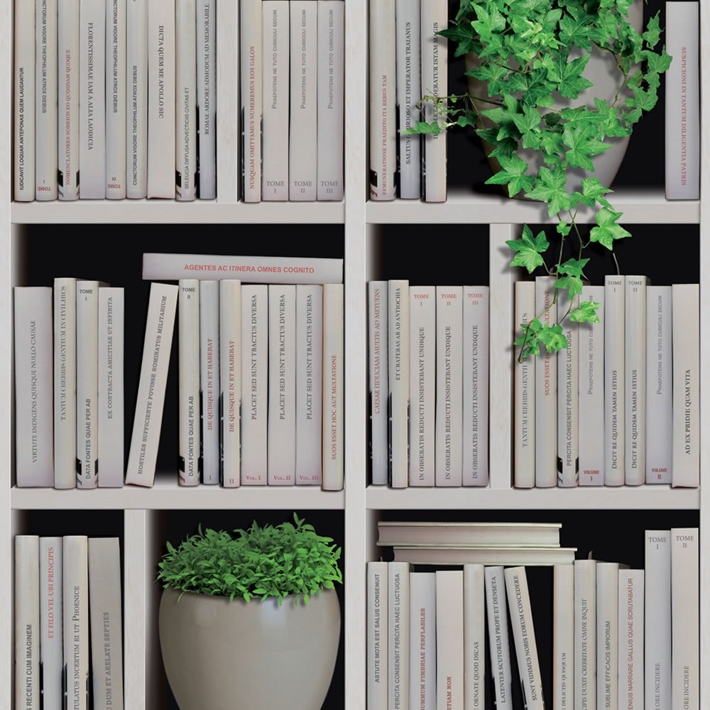 Wallpaper Muriva Bookshelves Faux Effect