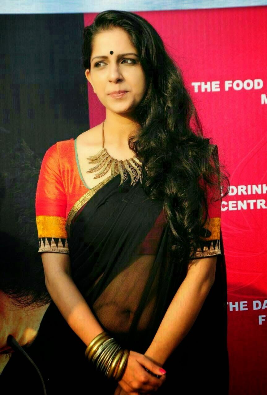 Aparna Nair In Transparent Black Saree Spicy Photos Indian