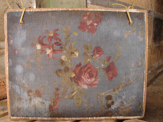 Victorian Wallpaper Image French Shabby Chic Roses Large Wooden Tag