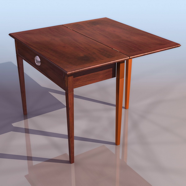 This Antique Folding Table 3d Model Available In 3ds Low Polygon