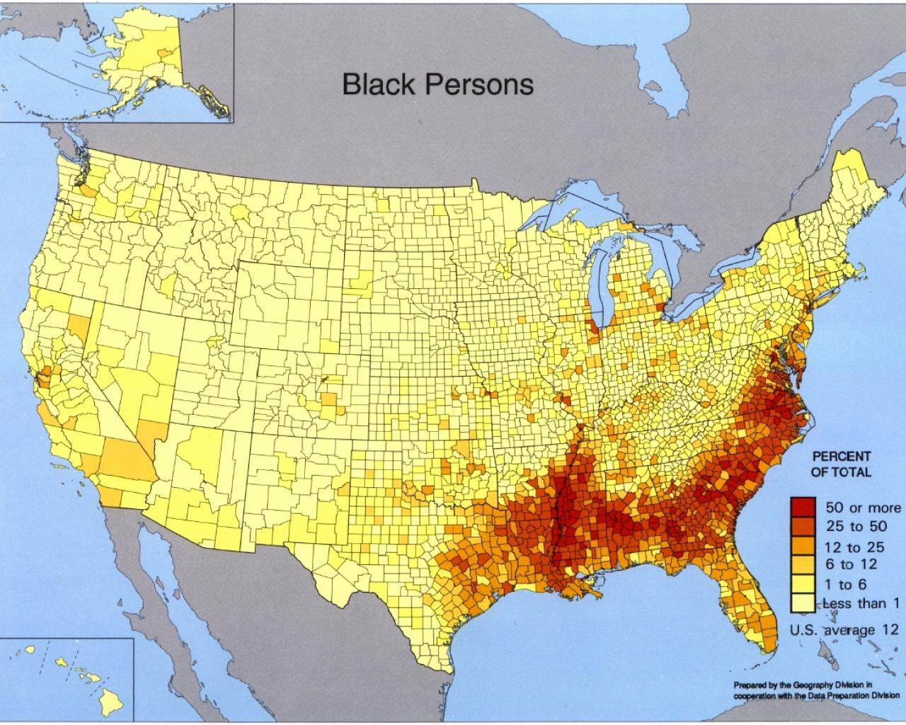 Black Usa Maps Total Persons United States Normal