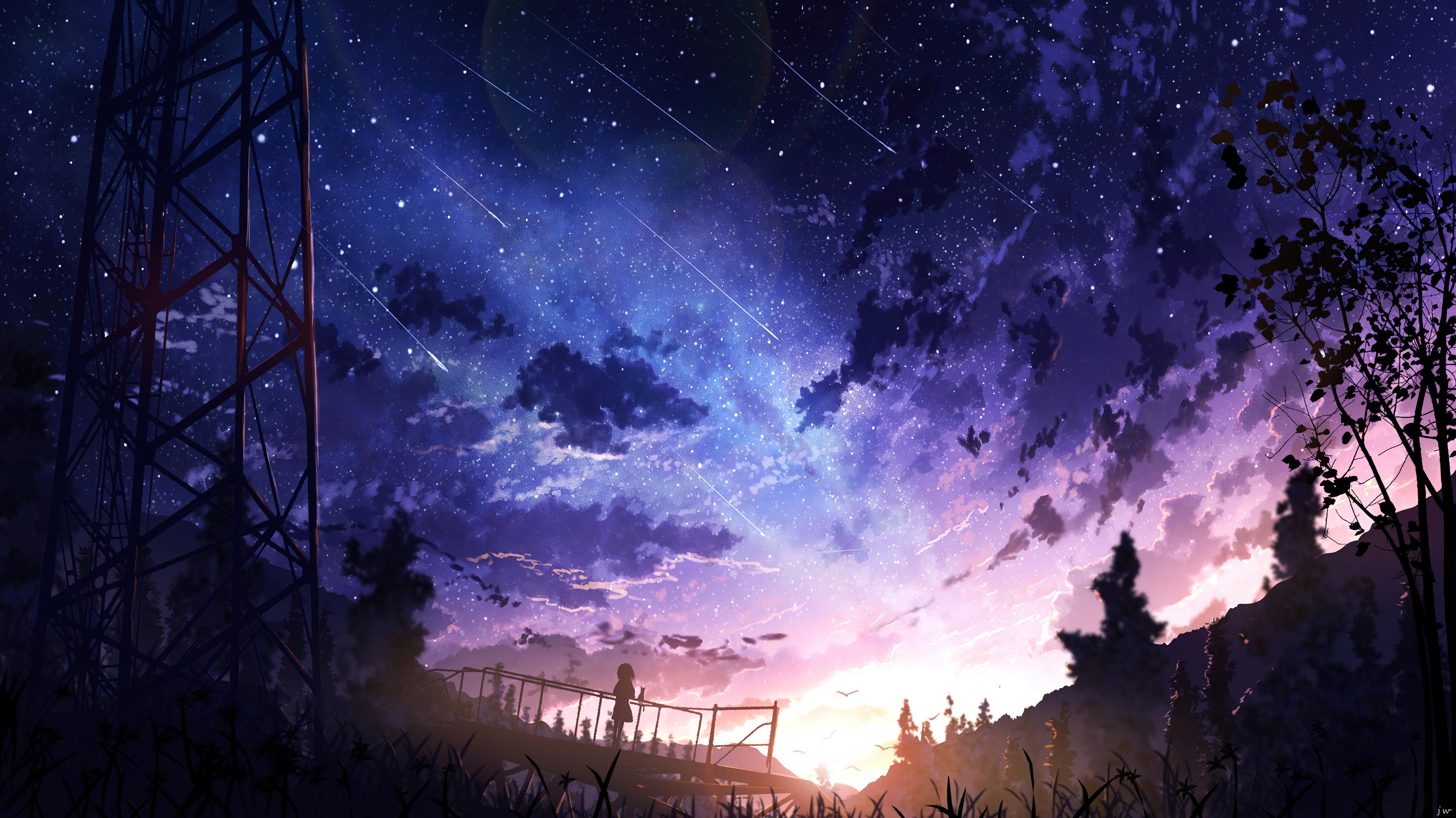Sunset Starry Stars Night Sky Scenery 4k Wallpaper iPhone HD Phone