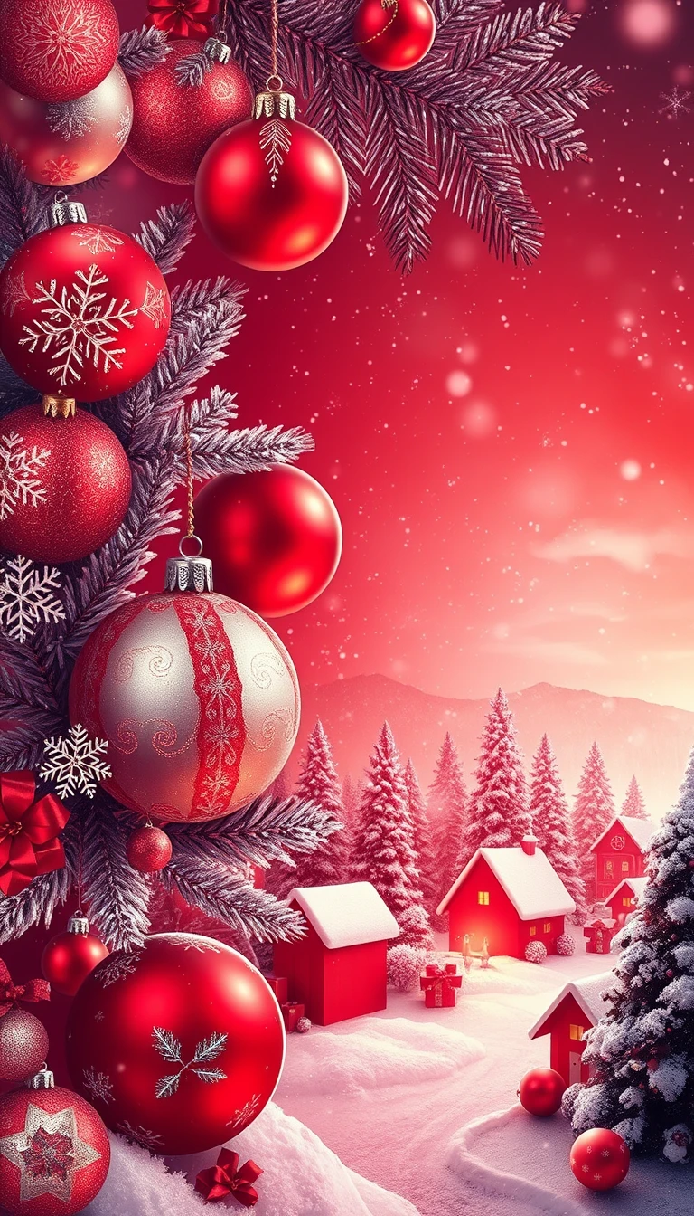 Merry Christmas Red And Silver Wallpaper