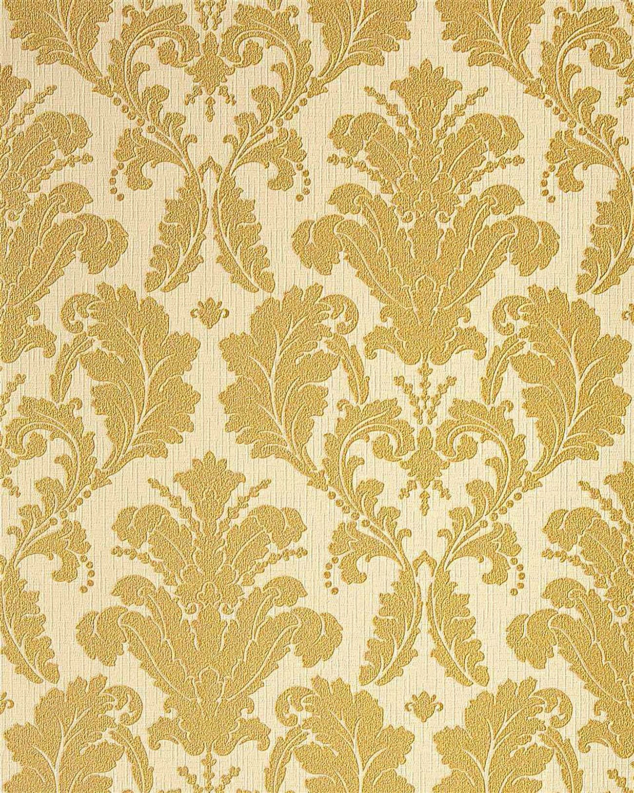 Vinyl Wallpaper Luxury Heavyweight Baroque Damask White Gold