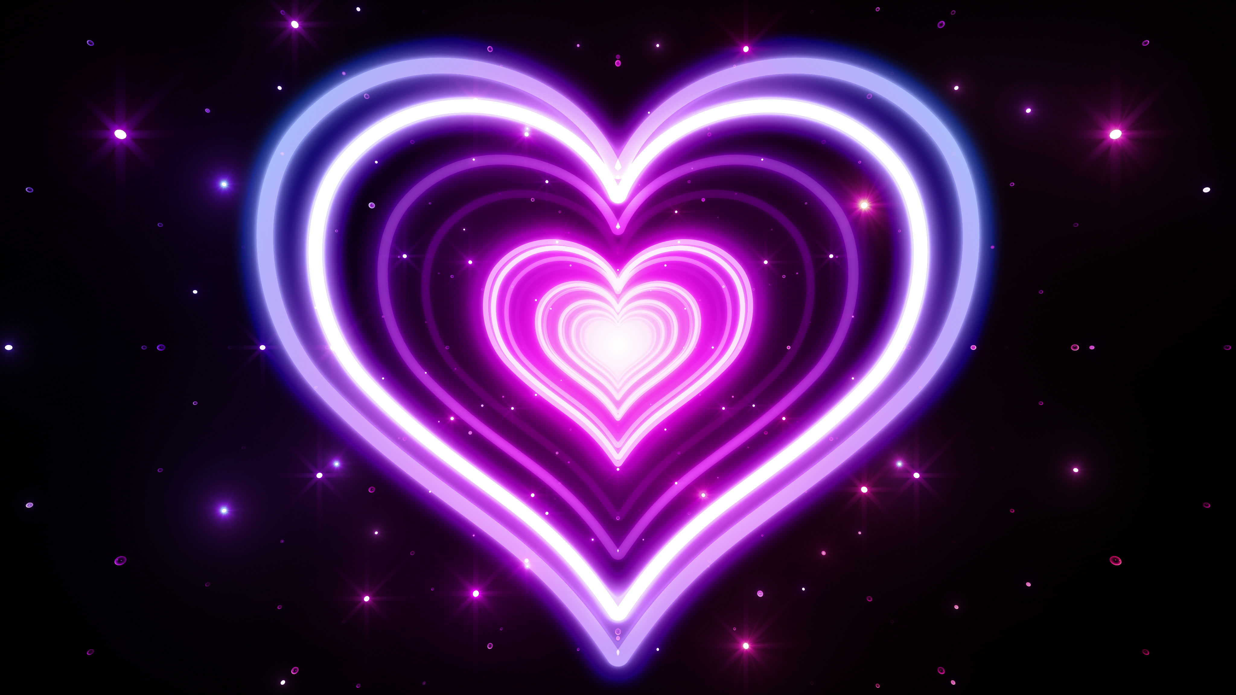 Purple Neon Heart Abstract 4k Ultra HD Wallpaper Background
