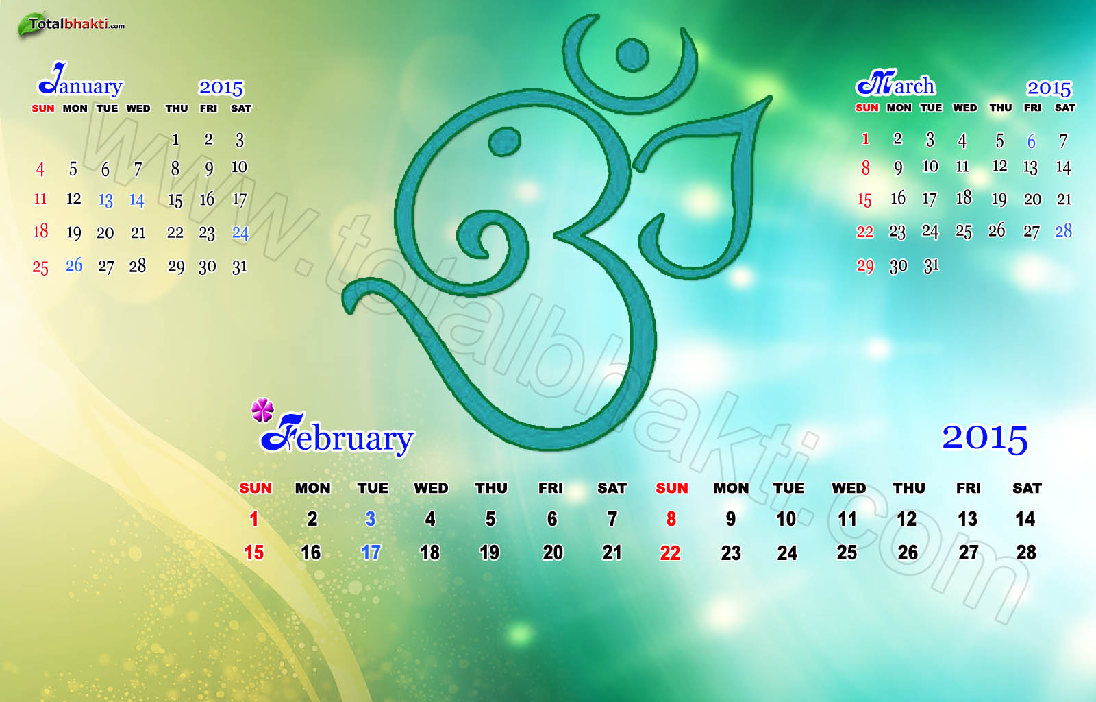 Calender Wallpaper Hindu Om February Monthly Calendar