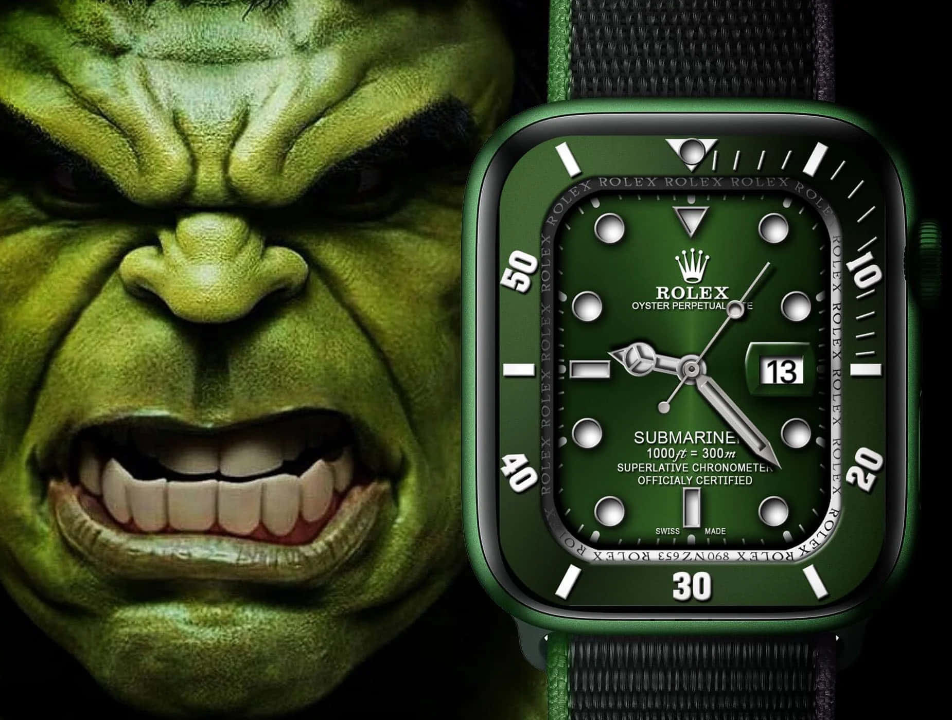 Hulk Faceand Green Rolex Watch C4vfnepjo8t2515x Wallpaper