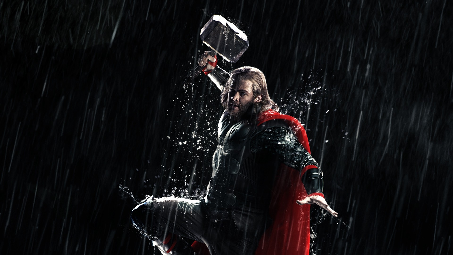 Thor Hammer Mjolnir Marvel Chris Hemsworth Rain The Dark World